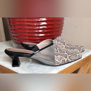 BeautiFeel Snake Embossed Leather Kitten Heel Mules EU 42 / US 11